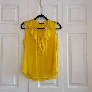 Tommy Hilfiger yellow ruffle tie front blouse / tank top